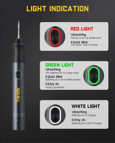 Vista 6 de Kit de soldador Fanttik T1 Max, soldador inalámbrico, calentamiento rápido de 7 segundos (390°F-840℉), auto-descanso, 4 puntas de soldadura