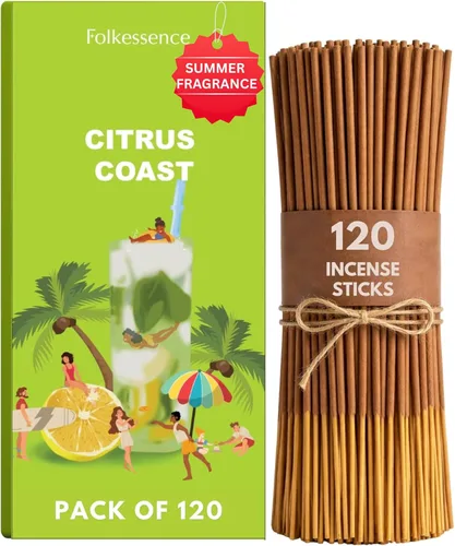 Vista 15 de Folkulture Varillas de incienso (120 varillas) Juego de 6 varillas de incienso con olor a verano para relajación Sin carbón, orgánico, no Huele