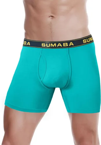 Vista 42 de SUMABA Calzoncillos tipo bóxer de pierna larga para hombre, con bolsa que no se suben para hombre 1 paquete: verde militar02