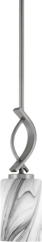 Vista 64 de Toltec Lighting Cavella Stem Colgado Mini colgante, acabado grafito, vidrio de muselina blanca de 4 pulgadas