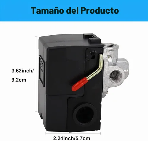Vista 2 de Interruptor de presión resistente para compresor de aire 135-175 psi cuatro 4 puertos 26 amperios