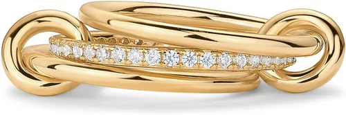 Vista 9 de PAVOI Stackable Rings for Women, 14K Gold Plated Interlocked Ring Stacks