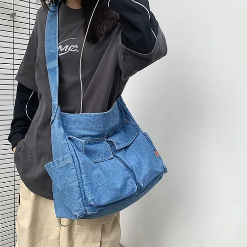 Vista 3 de Bolso cruzado bohemio hipster hobo bohemio hippie de lona, bolso de mano estético, bolso grande de hada grunge