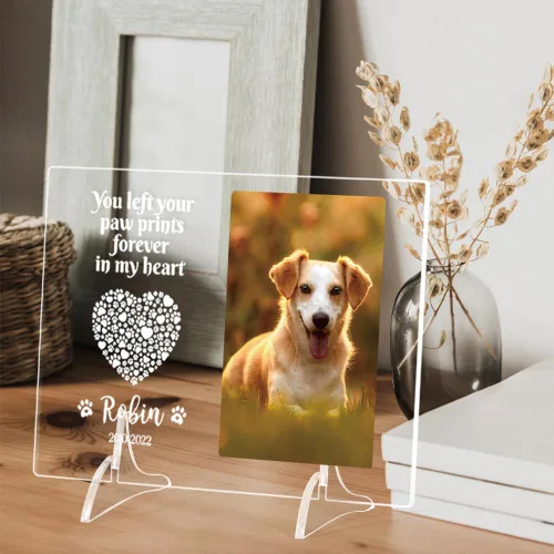 Vista 4 de Regalos conmemorativos personalizados para perros por pérdida de perro, regalos conmemorativos para mascotas para perros y gatos, placa fotográfica
