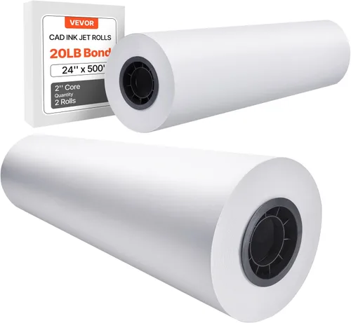 Vista 17 de VEVOR Papel de formato ancho, rollo de plotter de 24 pulgadas x 150 pies, 2 rollos de papel bond CAD con núcleo de 2 pulgadas, rollos de papel bond