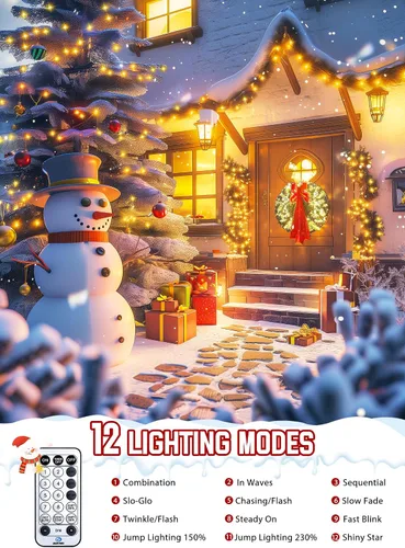 Vista 2 de Minetom Luces de Racimo LED de 50 Pies 1000 LED Luces de Árbol de Navidad Luces de Navidad para Exteriores Luces de Cadena de Petardos de Navidad