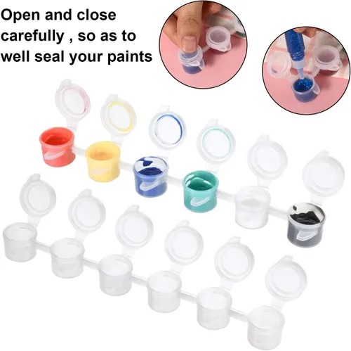 Vista 7 de 24 tiras y 144 macetas vacías para pintura acrílica, contenedor de almacenamiento con tapa, suministros para manualidades, aulas, escuelas