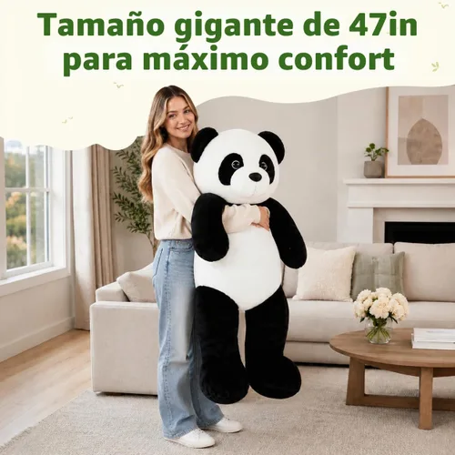 Vista 2 de MorisMos 47 Inch Giant Panda Stuffed Animal, 4ft Large Panda Plush Bear Oversized Cuddle Companion for Kids and Adults; Soft Substantial Fill; Sits