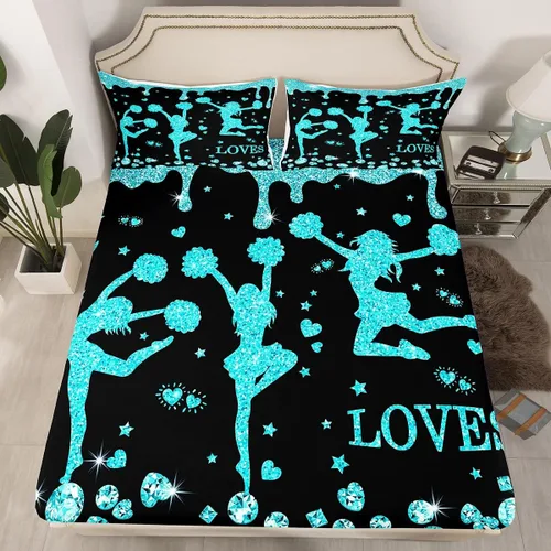 Vista 44 de Erosebridal Sábana bajera ajustable de gimnasia con bolsillo profundo para niñas y niños, tamaño individual, juego de ropa de cama deportiva