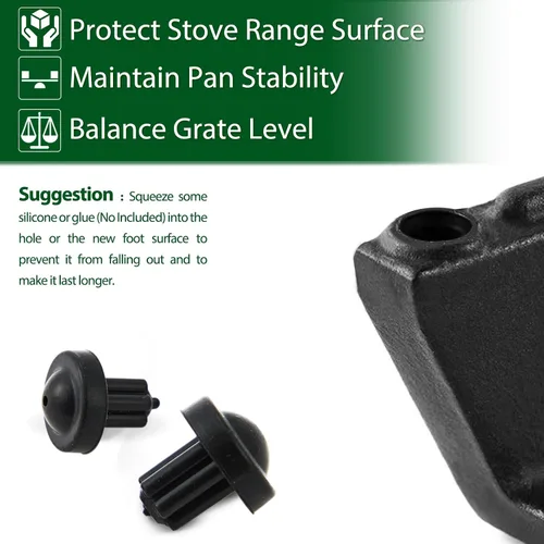 Vista 4 de 5304475129 Piezas de repuesto para patas de goma para estufas de gas Frigidaire, rejilla de estufa Frigidaire, patas de goma para estufas de gas