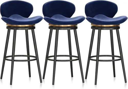 Vista 16 de Taburete de bar moderno con Patas de Metal Negro, giratorio de 360 grados, cómodo y tapizado, ideal para el hogar, bar, cocina, isla, comedor o Pub