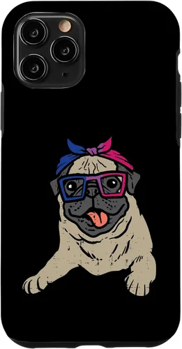 Vista 10 de iPhone 13 Pro Pug Dog Bandana LGBTQ Bisexual Flag Gay Pride Bi Dog Lover Case