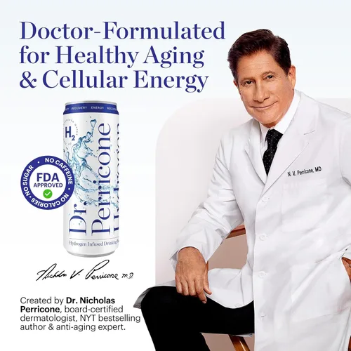 Vista 2 de Dr. Perricone Hydrogen Water Paquete de 12 (12 onzas) – Agua de hidrógeno molecular 1.0–1.5ppm Hidratación antioxidante natural, botella de agua