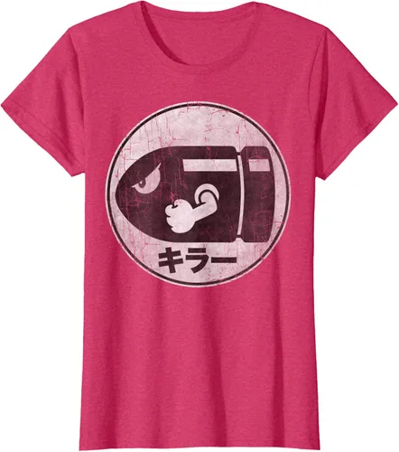 Vista 7 de Super Mario Camiseta con logotipo de Bullet Bill Distressed en Kanji