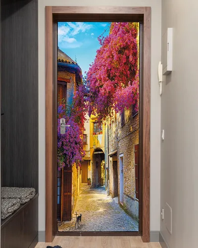 Vista 20 de FLFK Adhesivo para puerta – Puerta vintage beige, mural para despegar y pegar, tamaño combinado 30 x 80 pulgadas, dividido en 2 piezas Mt5423