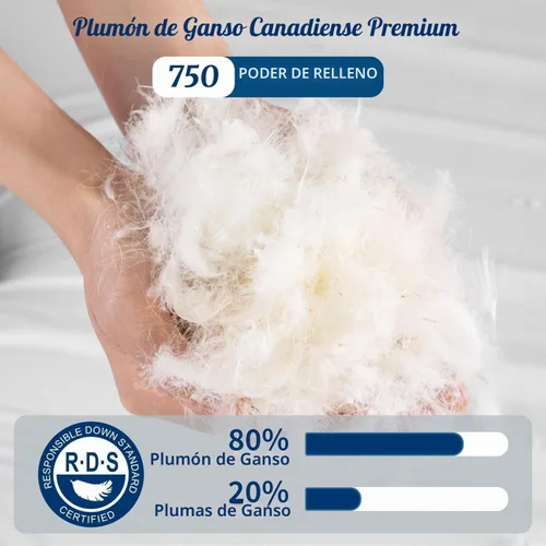 Vista 3 de Canadian Luxury Almohada de plumón de ganso tamaño estándar, poder de relleno 750, 100% algodón con funda de teflón - Almohadas de sueño de ultra