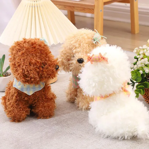 Vista 6 de Peluche de Perro de 8 Pulgadas, Juguete de Peluche de Perro Relleno, Gran Regalo para Niños, Decoración del Hogar (Beige)