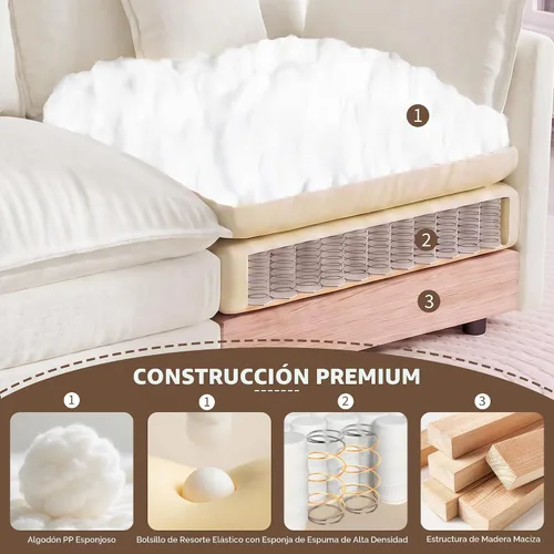 Vista 6 de Tmsan Chenille Cloud - Juego de sofá y silla, color beige y blanco Blanco beige