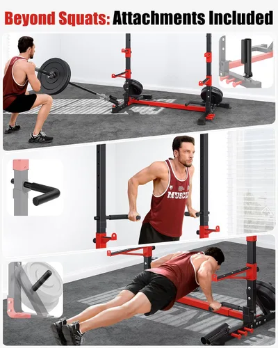 Vista 7 de YOLEO Smith Machine & Squat Rack Combo, Multi-Functional Power Racks with Adjustable Width & Pull-Up Bar, Cable Crossover Power Cage, Independent