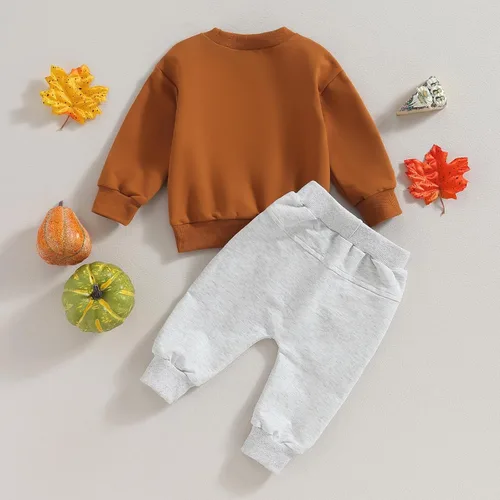 Vista 6 de Hoanselay Conjunto de sudadera de manga larga con capucha y pantalones de otoño e invierno para bebé niño