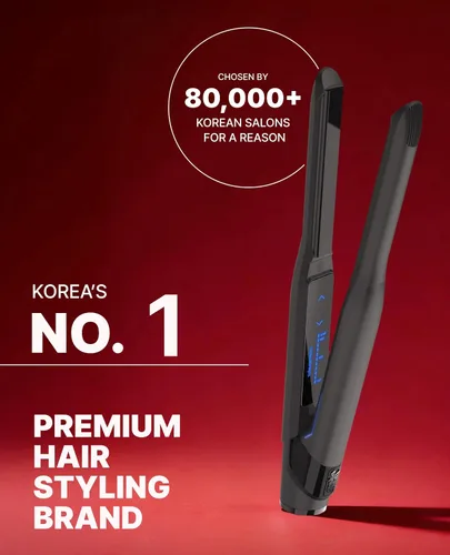 Vista 2 de GLAMPALM Plancha para el cabello 0.5" Plancha plana de cerámica infundida con Vita C, la herramienta profesional de salón n.º 1 de Corea