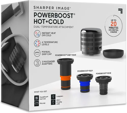 Vista 8 de Sharper Image® Powerboost Accesorio de Pistola de Masaje de Doble Temperatura Caliente + Fría - Calor y Frío Instantáneos, 6 Niveles de Temperatura