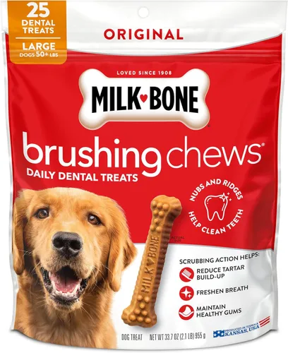 Vista 19 de Milk-Bone Original Masticables para Cepillar, 35 Golosinas Dentales Diarias para Perros de Tamaño Pequeño/Mediano, Acción de Frotamiento Ayuda a