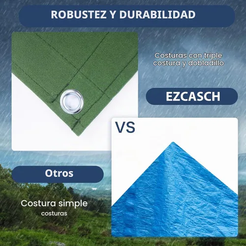 Vista 3 de Lonas de Lona de 5'x7' Pies de Servicio Pesado Impermeables con Ojales de Aluminio, Resistentes a los Rayos UV, Tela Multiusos de 22Mil, Hoja