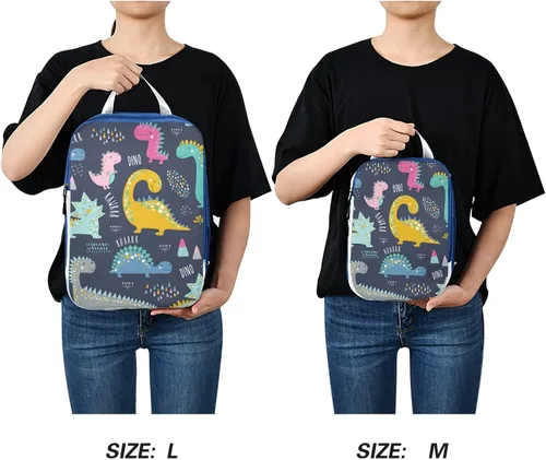 Vista 4 de Oyihfvs Juego de 3 cubos de embalaje de dinosaurios coloridos para niños, organizadores de embalaje de viaje, bolsa de almacenamiento de tela Oxford