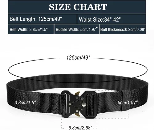 Vista 6 de Cinturón táctico para hombre, cinturón militar con hebilla de metal