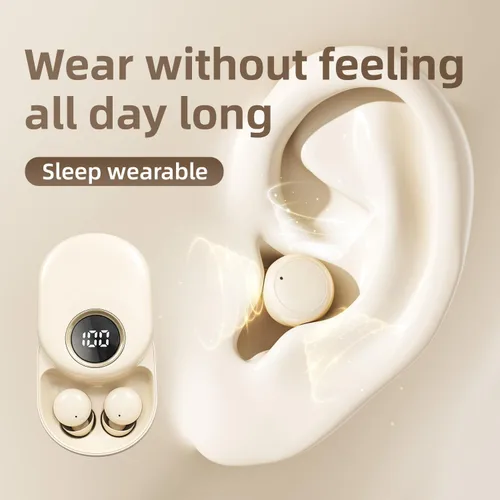 Vista 3 de Auriculares para dormir de lado, mini auriculares Bluetooth invisibles, auriculares inalámbricos con cancelación de ruido con modo de suspensión