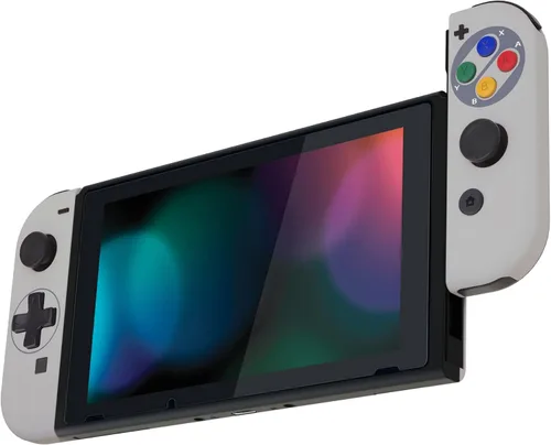 Vista 4 de eXtremeRate SFC SNES Classic EU Style Joycon Handheld Controller Housing D-Pad Version Colorful Buttons Replacement Shell Case for Nintendo Switch