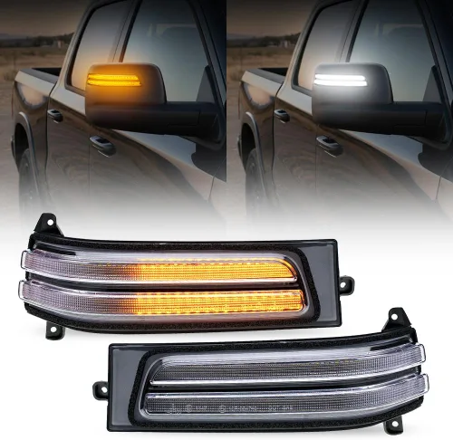 Vista 10 de 2 piezas de luces LED intermitentes secuenciales ámbar para espejo lateral para Dodge Ram 1500 2019-2024, indicador de intermitente, luz de señal