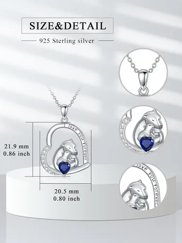 Vista 2 de Sterling Silver Mother Child Jewelry Gifts for Mom from Daughter Son DinosaurPenguinMama BearFoxOwl Pendant Necklace I Love You Forever Family