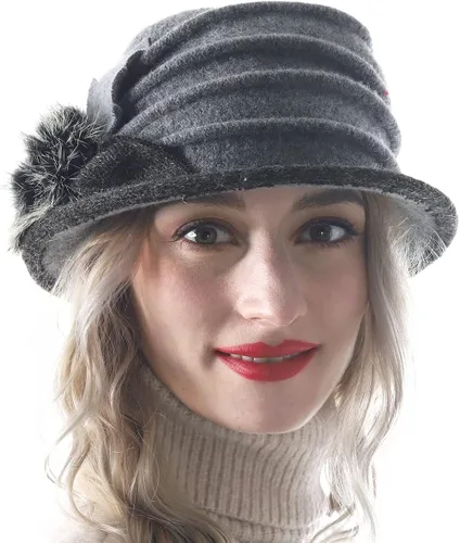 Vista 3 de Vestido de lana para mujer, sombrero con estampado floral de invierno, M