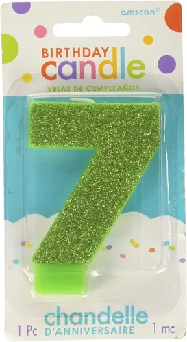 Vista 10 de Caribbean Blue # 0 cumpleaños Glitter 3.25" Vela