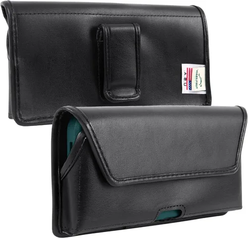 Vista 9 de Turtleback Soporte para cinturón para iPhone 16 Pro, 16e, 15 Pro 14 Pro 13 Pro - Pequeño - Se adapta con fundas delgadas estilo MagSafe, cuero negro