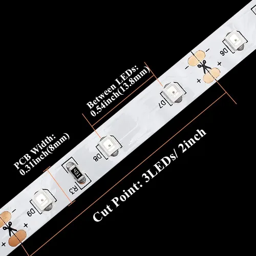 Vista 3 de Tira de luz LED infrarroja (850 nm) de 16.4 pies/carrete DC12V tiras LED flexibles de un solo chip 300 LEDs cortables, bajo brillo, amplia cobertura