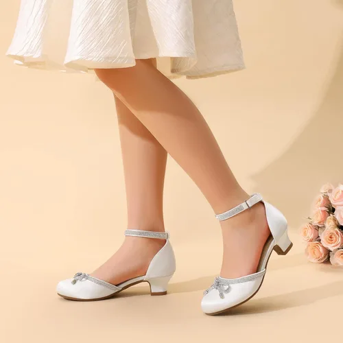 Vista 3 de DREAM PAIRS - Zapatos de vestir para niñas, con punta cerrada, tacones bajos, correa al tobillo, para bebé, niña pequeña, niña grande, fiesta, boda