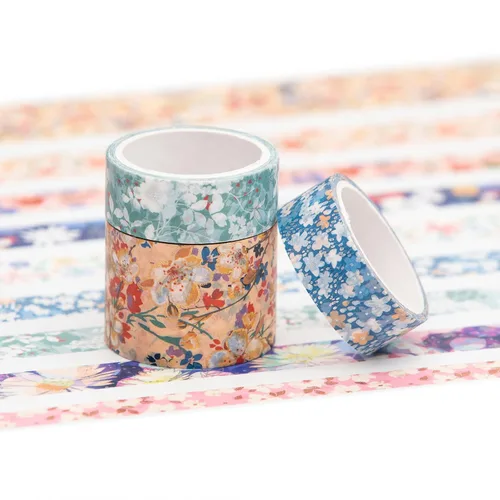 Vista 4 de YUBBAEX Mystic Gold Washi Tape Set - Cinta adhesiva decorativa ancha de lámina plateada para artes, manualidades DIY, suministros para diarios