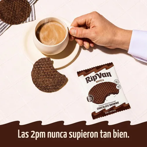 Vista 5 de Rip Van Wafels Stroopwafels de brownie de chocolate – Snacks saludables – Bocadillos sin OGM – Apto para dieta cetogénica – Snacks de oficina – Bajo
