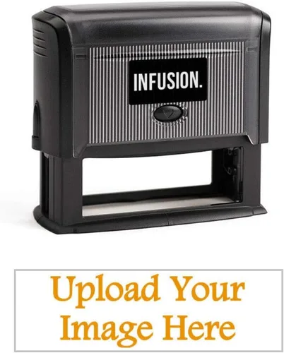 Vista 17 de Infusion 1" x 3-1/4" Logotipo Personalizado, Grande, Rectangular Autoentintado Logo Sello, Negro