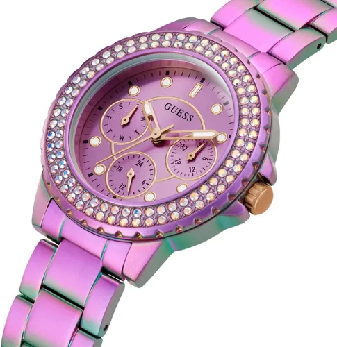 Vista 3 de GUESS Ladies Sport Crystal Multifunction 36mm Watch White Dial Rose Gold-Tone Stainless Steel Case with Blue Silicone Strap