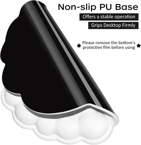 Vista 4 de JIKIOU Almohadillas de mouse Cloud de cuero, exquisito soporte de muñeca, cómodo reposamuñecas de espuma viscoelástica para computadora, laptop