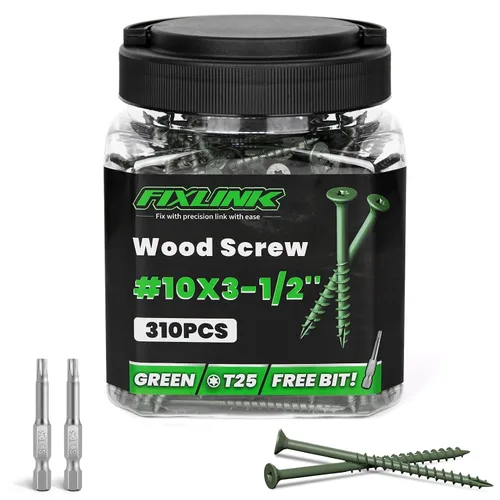 Vista 37 de Tornillos para madera de 2-1/2 pulgadas, tornillos para terraza FIXLINK #10 x 2-1/2", 310 piezas, recubiertos con epoxi, broca de estrella T25
