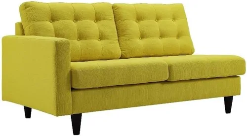 Vista 9 de Sofá esquinero Modway Empress, estilo de mediados de siglo, tapizado de tela en avena, Tela, Celeste