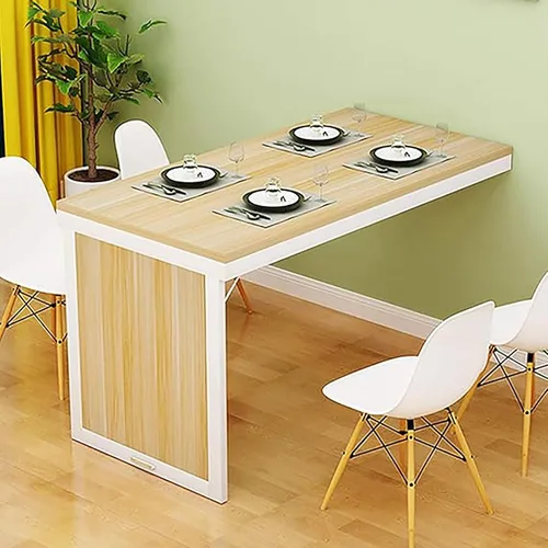 Vista 9 de Mesa de comedor plegable montada en la pared para espacios pequeños, mesa de comedor de madera para montar en la pared, mesa de cocina plegable