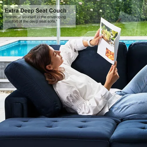 Vista 6 de Belffin Sofá modular de terciopelo convertible con diván reversible en forma de L, sofá modular con almacenamiento otomano para sala de estar, sofá