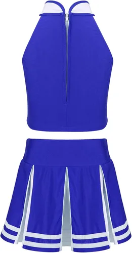 Vista 2 de Manyakai Conjunto de porristas para niños y niñas sin mangas con falda plisada disfraz de uniforme