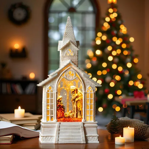 Vista 9 de Linterna de globo de nieve de Navidad, ángel brillante con paloma, forro USB/funciona con pilas, linterna iluminada para decoración de festivales